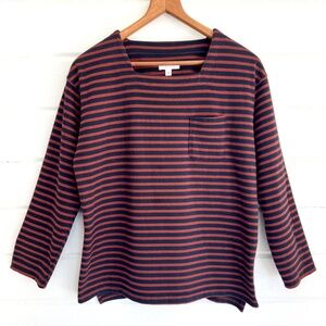 ENGINEERED GARMENTS Breton Stripe Cotton T Shirt with Square Neckline - 1